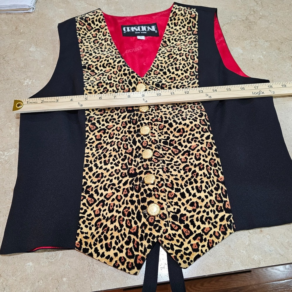 Women's Criscione 3 Piece Skirt Suit Leopard Black Lined Size S Made in USA - Picture 11 of 16